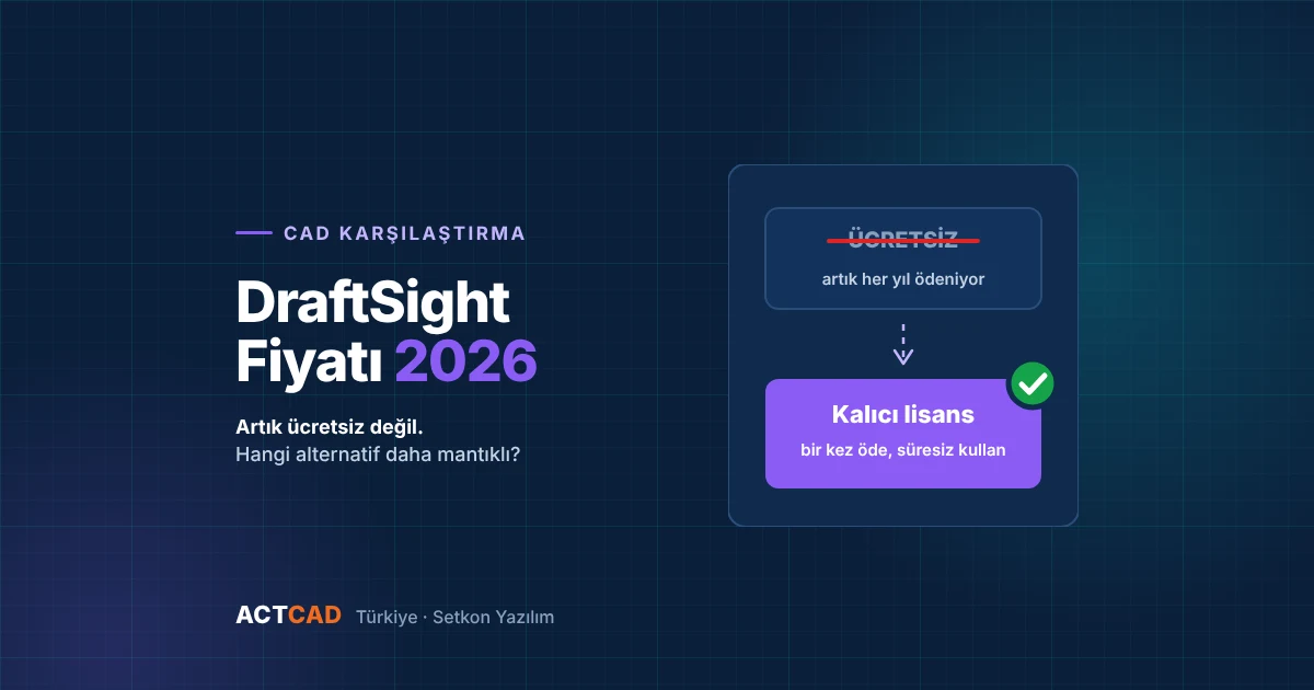 DraftSight fiyatı 2026, ücretsiz sürüm ve kalıcı lisans alternatifi