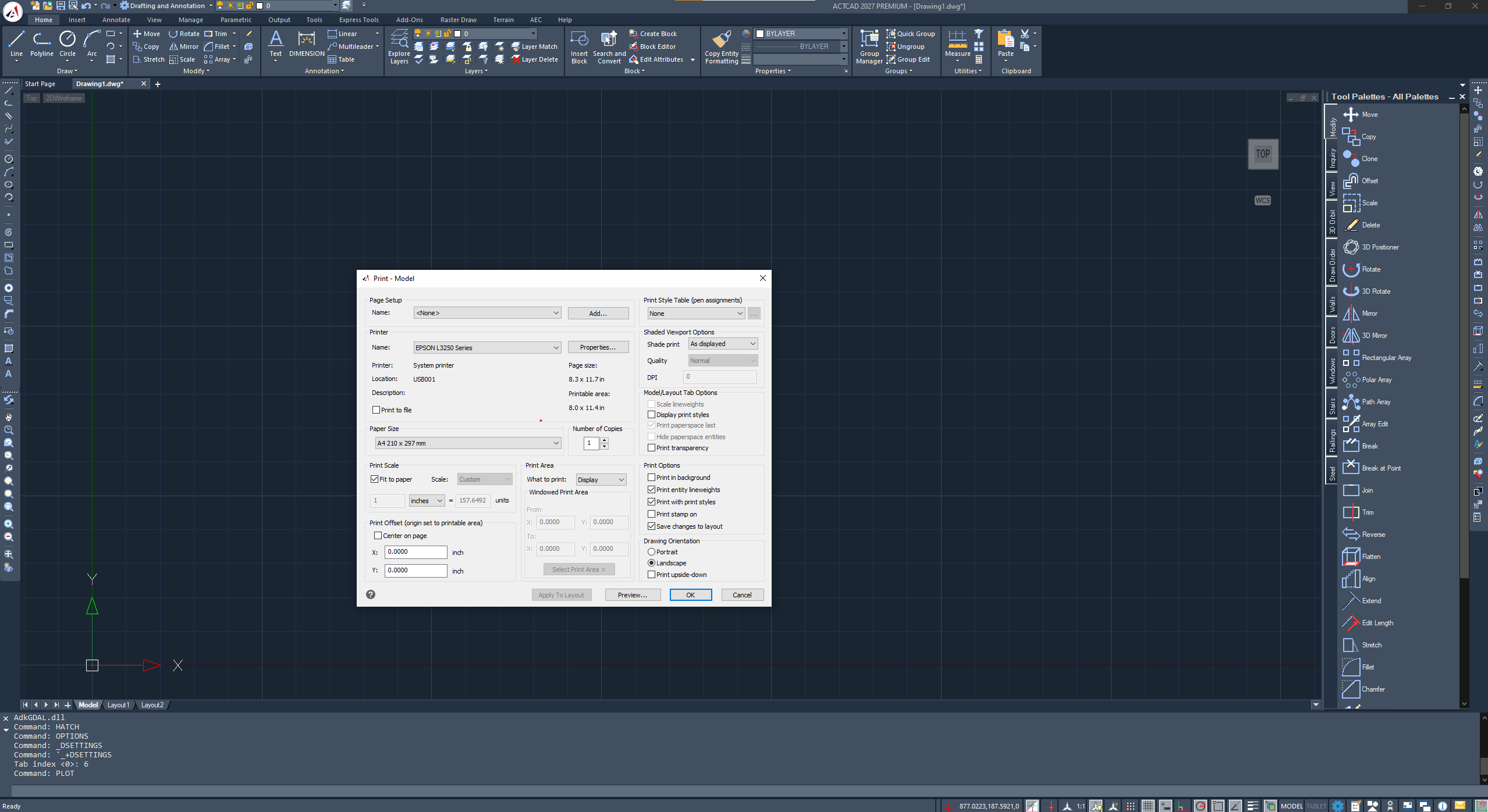 ActCAD Layout ve Yazdırma