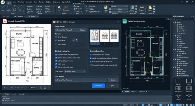 ActCAD PDF'den DWG'ye dönüştürme